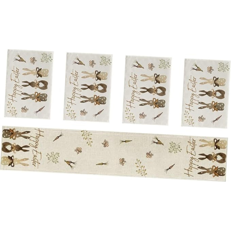 Frühlings tischläufer und Hitzebeständige Platzsets aus Leinen Dekoratives 2 Stück Tischset mit Hasenmuster 33x183cm 32x42cm Festliche Tischdeko für Esszimmer Wohnzimmer