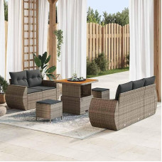 Sodo sofos komplektas su pagalvėlėmis 8 dalių Pilka 80 x 80 x 71 cm Sofa Gartenm?Bel Modelis3363768