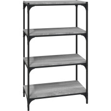 vidaXL knygų spinta, knygų spinta su daugybe vietos, stovinti lentyna svetainei, biurui, sandėliavimo lentyna, pramoninis stilius, pilka Sonoma medienos medžiaga plienas