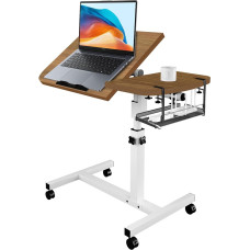 Reguliuojamas nešiojamojo kompiuterio stalas su pakreipiamu padalytu rašymo paviršiumi, ratukais ir nuimamu laikymo krepšeliu, tinka namų biurui, studijoms, skaitymui ir laisvalaikiui - 65-95 cm (medis)