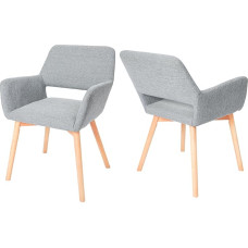 CangLong Set of 2 Dining Room Chairs, Leisure Upholstered Chairs for Kitchen, Dining Room & Living Room, Guest Chairs with Solid Wood Legs, Grey