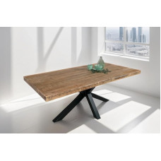 SAM Rio valgomojo stalas 180 x 90 cm Natūralios spalvos mango medienos voratinklinis rėmas metalinis juodas tiesiais kraštais