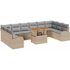 11-teiliges Garten Sofa Set mit Kissen Beige Poly Rattan Gartenlounge Modelis3358373
