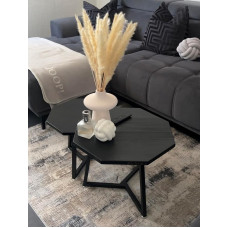 Kavos staliukas [2 komplektas] Šoninis staliukas FSC Solid Wood Black Modern Nesting Table, Bedside Table, Coffee Table, Table for Living Room, Sofa, Couch, Decoration, Compare Models Now