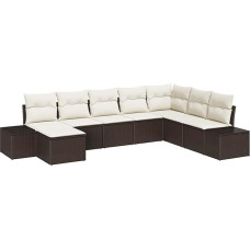 8-teiliges Garten-Sofa-Set mit Kissen Braun Poly Rattan Gartenlounge Modelis3347178