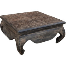 GURU SHOP Opijaus staliukas, staliukas, staliukas, staliukas, raižytas, rudas, dydis: 80 x 80 cm