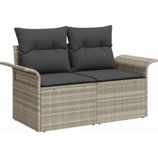 8-teiliges Garten-Sofa-Set mit Kissen, Hellgrau, Poly Rattan, 2-Sitzer Garten-Sofa mit Stauraum & Kissen, Hellgrau, Poly Rattan Gartenlounge Modelis3361021