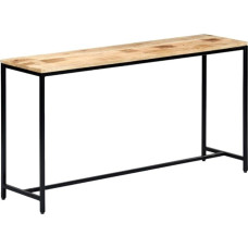 Schmal Konsolentisch mit Metallrahmen, 140x35x76 cm Beistelltisch, Flurtisch, Ausstellungstisch, Sofatisch für Eingang, Flur, Massivholz Mango