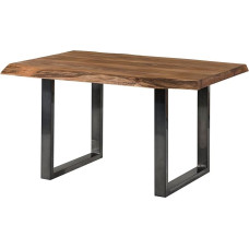 MASSIVMOEBEL24.DE Freeform 5 Sheesham Tree Table - įvairūs dydžiai, spalvos ir rėmai, Spalva: natūrali, dydis: 160 x 90 cm, rėmas: Antracito blizgesio, U formos kojelės.