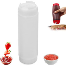 Apversti pagardų išspaudimo buteliai, plastikiniai išspaudimo buteliai padažams, antgalis, didelis vožtuvas, pripildomas padažų konteineris padažams, kečupas, grietinė, grietinė, savaime užsidarantis sirupo dozatorius restoranams