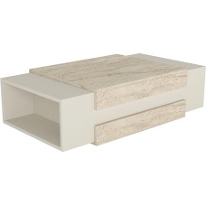 moebel17 Kavos staliukas Svetainės staliukas Stačiakampio formos staliukas Modernus medinis smėlio spalvos su granito išvaizda Baldai svetainei Butas 2 laikymo skyriai Dizainerio staliukas 110 x 57 x 31 cm 2536