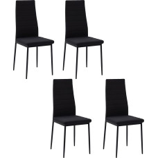 HOMCOM 4 vnt. gepolsterte ESS- oder Wohnzimmerstühle, Moderne Küchenstühle, Metall und Stoff Schwarz