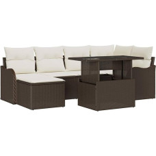 Garten-Sofa-Set mit Kissen 7 pcs Braun Poly Rattan Gartenmöbel Modelis3348494