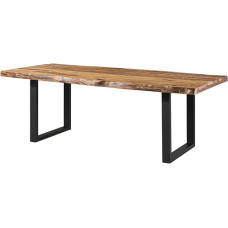 MASSIVMOEBEL24.DE Freeform 5 Sheesham Tree Table - įvairūs dydžiai, spalvos ir rėmai, Spalva: natūralus smėliuotas lakas, Dydis: 180 x 90 cm, Rėmas: Antracito matinis