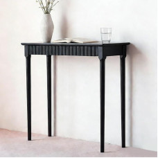Konsole Aus Massivholz Mit Versteckter Schublade, Wellenförmiges Design, Moderner Beistelltisch Für Flur Und Wohnzimmer(Black,120cm/47in)