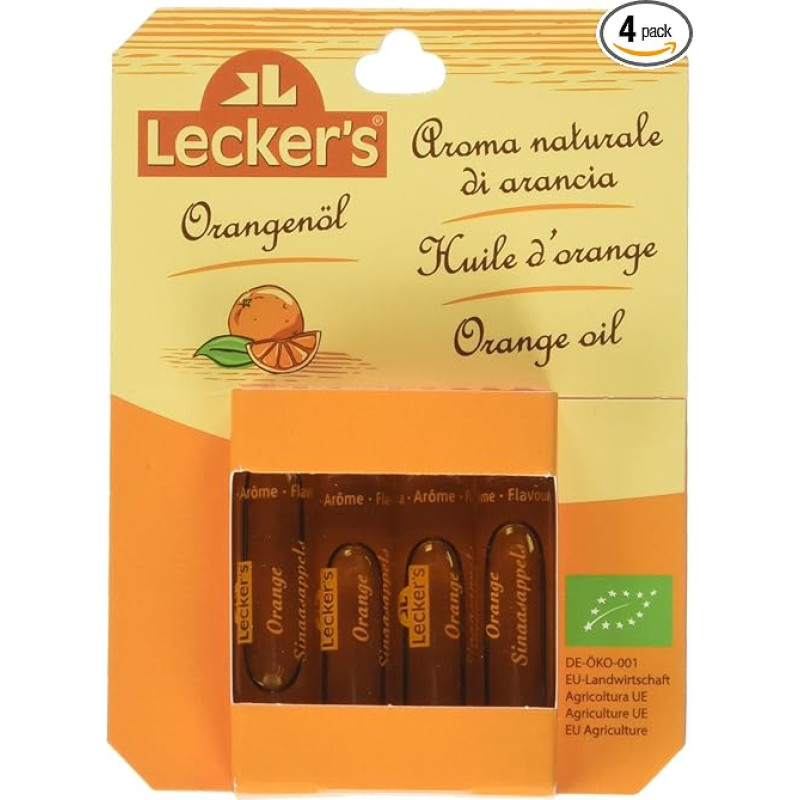 Lecker's ekologiškas apelsinų aliejus (natūralaus apelsinų skonio) 4 x 2 ml