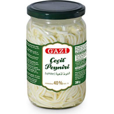 Gazi Slicker Cheese – 2 x 380 g Glass – Cow Cheese Cecil Peyniri Pickled Fine Cut Handmade 40% Fat Made from 100% Cow's Milk Mild Microbial Lab Vegetarian Gluten Free Halal