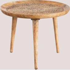 SKLUM Nanup Mango medienos apvalus šoninis staliukas, skersmuo 60 cm