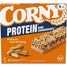 Müsliriegel Corny Classic Protein Erdnuss Süß & Salzig | 24% Protein | Proteinriegel mit gesalzenen Erdnüssen | Ohne Zuckerzusatz | Genuss für Sport, Büro und unterwegs | 4 x 25 g