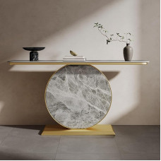 Generisch Konsolentisch für den Eingangsbereich, moderner Beistelltisch, Foyertisch, moderner Langer Sofatisch für Wohnzimmer, Flur, Foyer (Gold+Grau, 120 cm/47,2 Zoll)