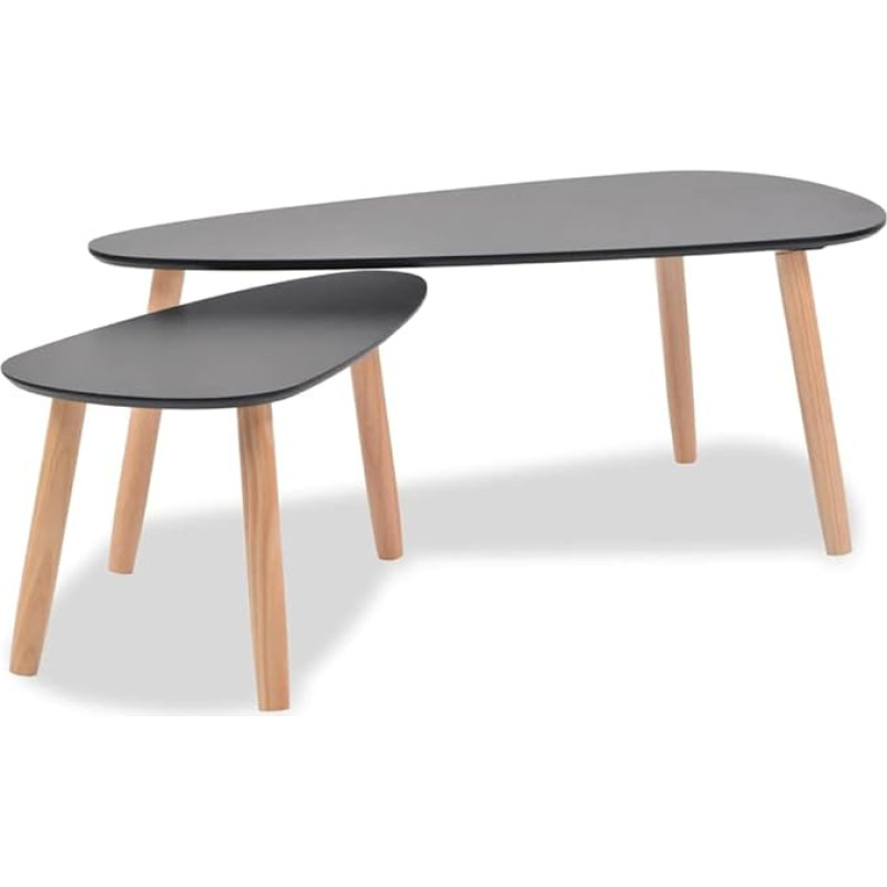 VidaXL Ensemble de tables basses 2 vnt Bois de pin massif Noir
