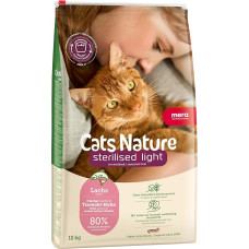 MERA Cats Nature Sterilised/Light Salmon Cat Dry 10 kg sausas maistas sterilizuotoms/kastruotoms katėms, be grūdų ir cukraus, neriebus, daug mėsos turintis sausas maistas katėms