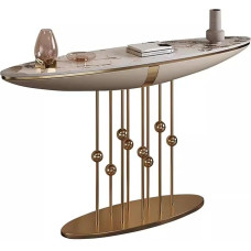 Šiuolaikinis modernus stalviršis, Steinplatte Konsolentisch Mit Edelstahl Basis Für Foyer, Flur, Schlafzimmer Und Wohnzimmer (150cm/59in)