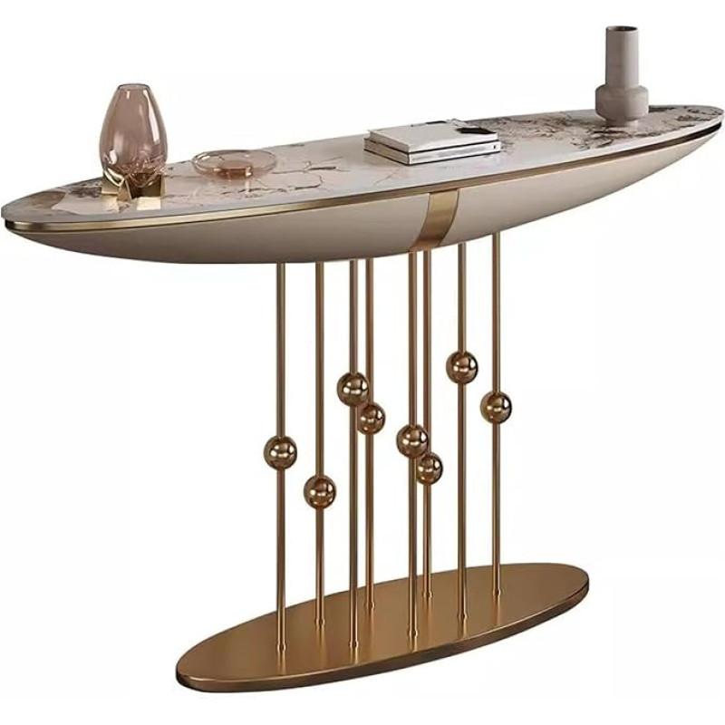 Šiuolaikinis modernus stalviršis, Steinplatte Konsolentisch Mit Edelstahl Basis Für Foyer, Flur, Schlafzimmer Und Wohnzimmer (150cm/59in)
