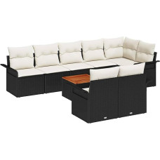 Gartensofa-Set mit Kissen 9 pcs Schwarz Poly-Rattan Gartenmöbel Modelis3347341