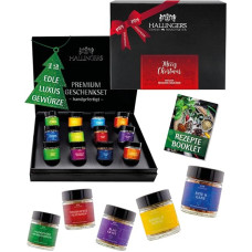 Hallingers Genuss Manufaktur Spice Gift Set Christmas - 12 Premium Spices from around the World in Glass, Elegant Gift Box, Spice Set 