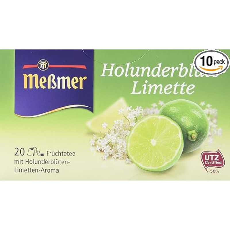 Meßmer Elderflower Lime, 20 maišelių, 10 vnt. (10 x 50 g)