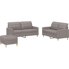 Taupe 2-Sitzer-Sofa mit Fußhocker | Stoff (100% Polyester), Metall, Textilene, Sperrholz | Bequem für Wohnzimmer oder Entspannungszimmer Model3201289