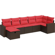 7 dalių sodo sofos komplektas su pagalvėle Ruda Poly Rattan Garden Lounge Modelis3325410