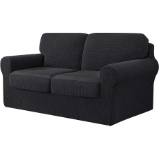 7-teiliges graues Sofabezug-Set mit Gummiband, Stretch-Schonbezug for 2-Sitzer-Sofa, Rutschfester Möbelschutz, Sofa Bezüge