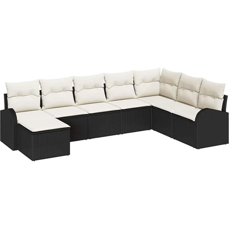 8-teiliges Garten Sofaset mit Kissen Schwarz Poly Rattan Gartenlounge Modelis3346157