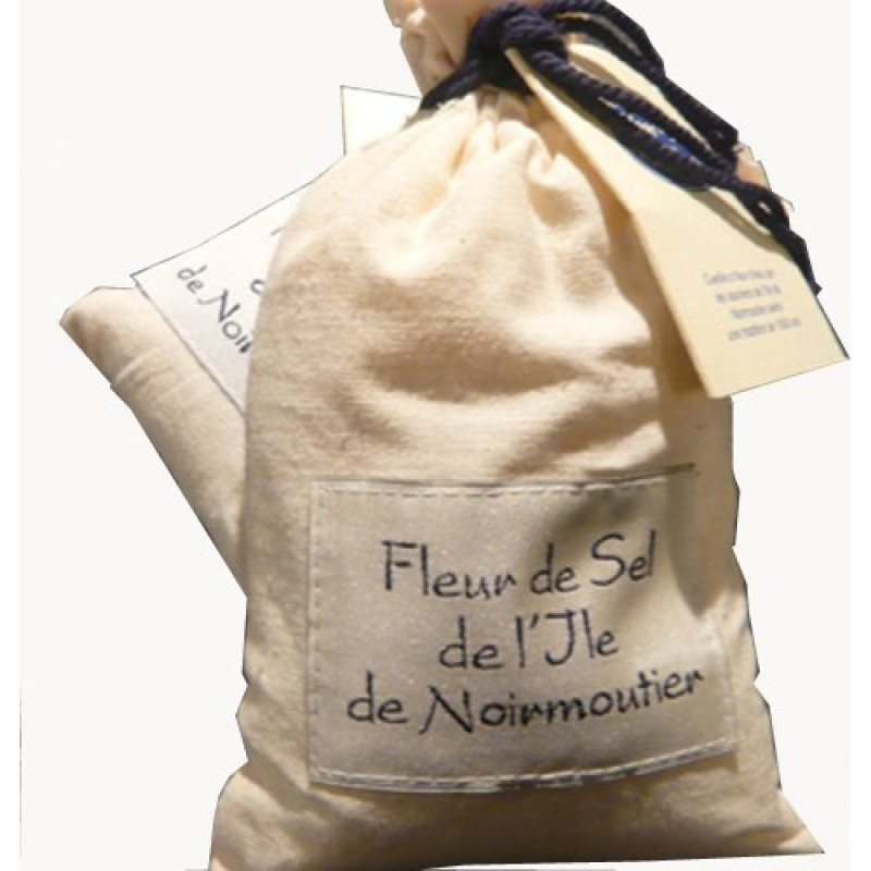Fleur de Sel from the Atlantic Ocean, from the island of Noirmoutier, 250 g, noble salt: the white caviar from the Atlantic Ocean in a decorative fabric bag