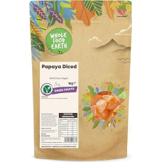 Wholefood Earth Papaja, supjaustyta kubeliais - be GMO - veganiška - be pieno, 1kg