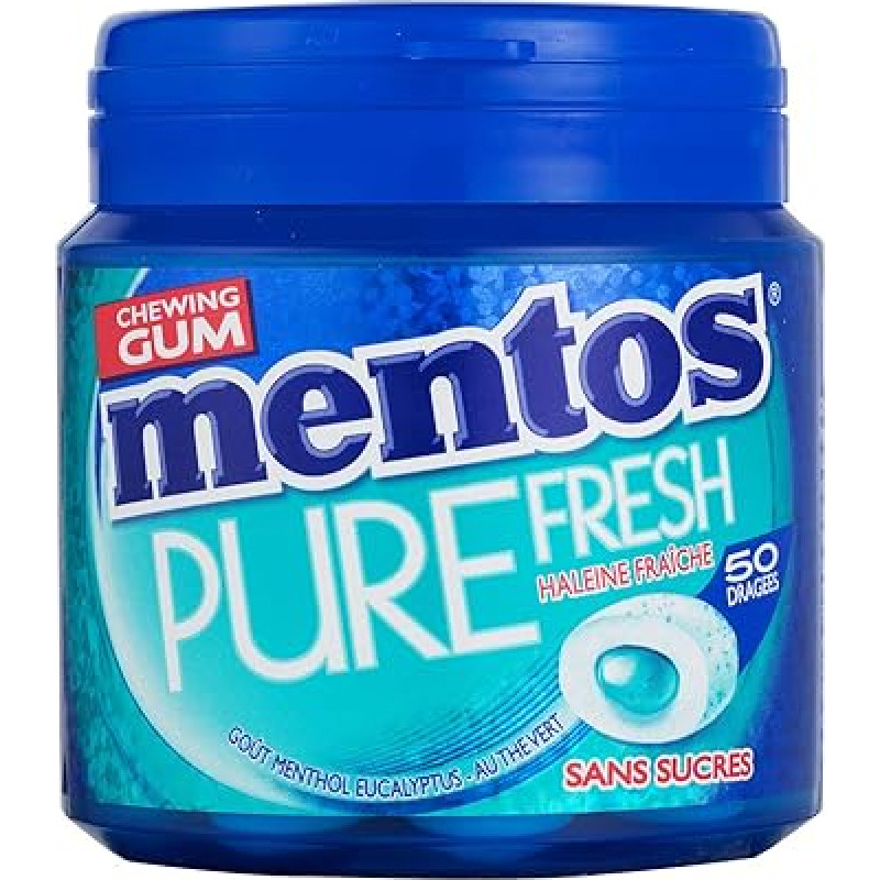 Mentos Gum Pure Fresh Menthol Eukalyptus - pakuotė su 4 dozėmis