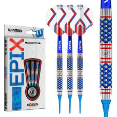 WINMAU Darts Epix Series 90% Profesionalus volframo strėlių rinkinys su strėlių skrituliukais ir strėlių koteliais - galimi svoriai: 18 g minkštas antgalis, 22 g ir 24 g plieninis antgalis.