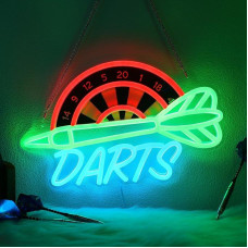 Darts Neon Light, Dimmable LED Dart Neon Wall Sign, USB Powered, Decorations for Bedroom, Living Room, Playroom, Man Cave Bars, Clubs, Birthday Gift for Darts Enthusiasts