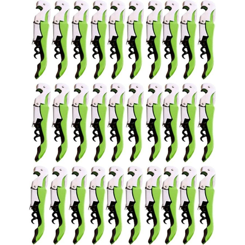 Vyno butelių atidarytuvas, nerūdijančio plieno vyno raktas, profesionalus padavėjo vyno atidarytuvo rinkinys restoranų padavėjams, someljė, barmenams (30, žalias)