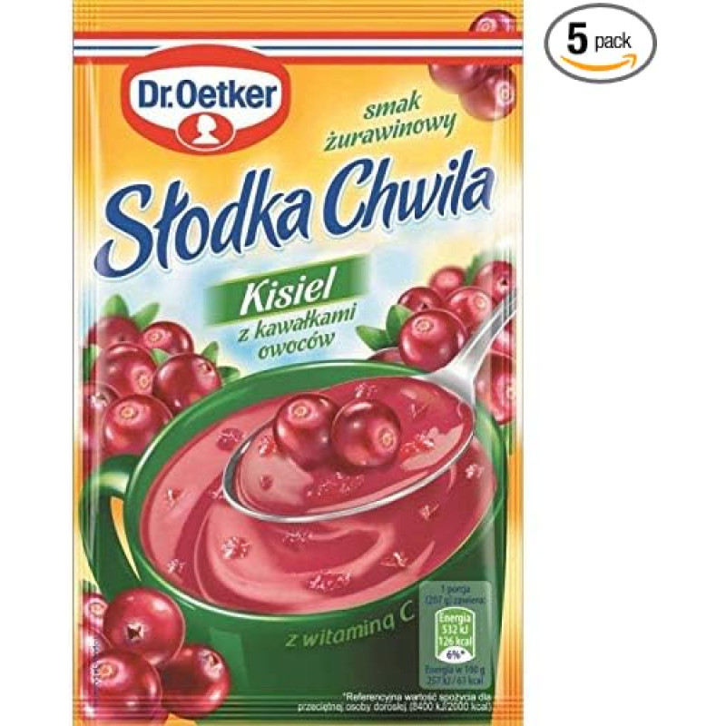 Dr. Oetker Kisiel Hot Jelly Treat Cranberry Slodka Chwila Zurawina Pakuotė 5 vnt.