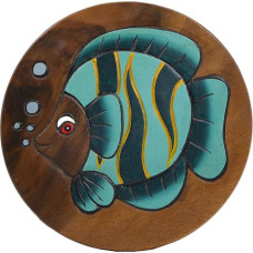 ART-CRAFT Universali vaikiška taburetė Medinė taburetė Apvalus medžio masyvo gyvūnų motyvas Dekoratyvinės žuvys su daugybe panaudojimo būdų