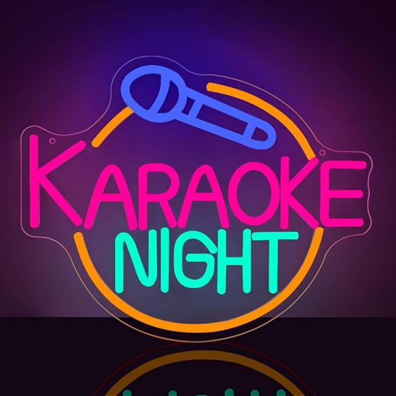 Karaoke Night Neon Sign Music LED Sign for Wall Live Neon Light Bar Sign USB Dimmable for Bar Rock Music Studio Home Bar Restaurant Party Decoration Shop Gift for Friends