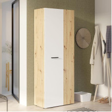 FORTE NET106 spinta 70 180 universali spinta, dulkių siurbliui, sandėliukui, sukamų durų spinta, 2 durų su lentynomis, baltos spalvos / ąžuolo medienos dekoras, 68,7 cm pločio x 181,1 cm aukščio x 36,5 cm gylio