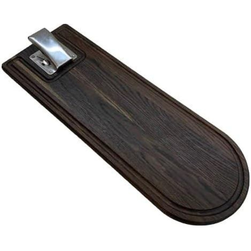 B4K® 570 x 200 x 20 cm filė lenta pagaminta iš ąžuolo medienos Antibakterinis paviršius, padengtas aliejumi Ypač stiprus nerūdijančio plieno spaustukas Virtuvės lenta žuvies filė (juoda)