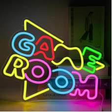 Žaidimų kambario neoninis ženklas LED žaidimo neoninė šviesa LED žaidimo neoninė sienų apdaila USB žaidimų neoninis ženklas berniukams Tinkamas LED ženklas žaidimų kambariui Berniukų kambario neoniniai ženklai