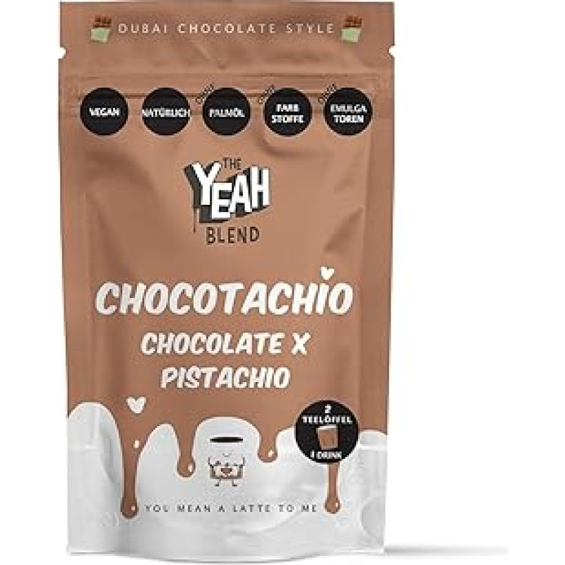 Šokolado ir pistacijų gėrimų mišinys (100 g) - Schokolade & Pistazien Geschmack | Vegan & natürlich | Für heiße & kalte Drinks | Chocolate x pistachio