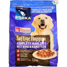 Edeka Sultingi kąsneliai su jautiena ir morkomis, visavertis maistas šunims, 5 vnt. (5 x 1,5 kg)