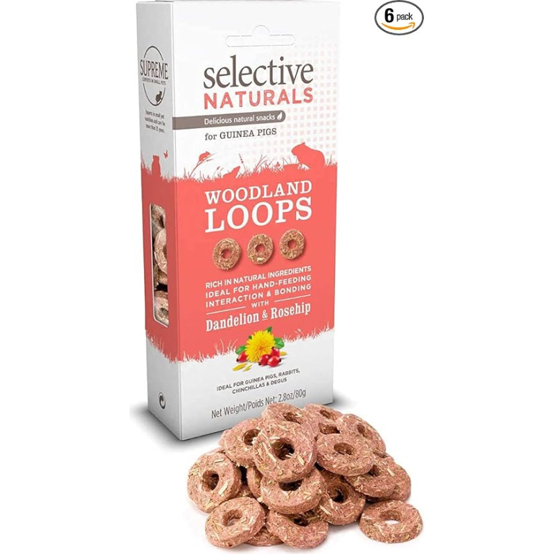 Selective Naturals Woodland Loops Kiaulpienių ir erškėtuogių kiaulytės 2,8 oz - 6 pakuotės